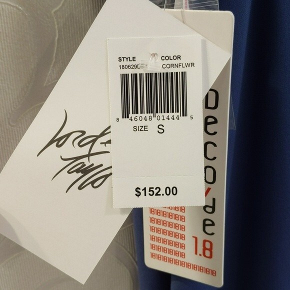 NWT Decode 1.8 Blue Cocktail Dress, Detail on the Bodice and Straps, Size S - Picture 7 of 11